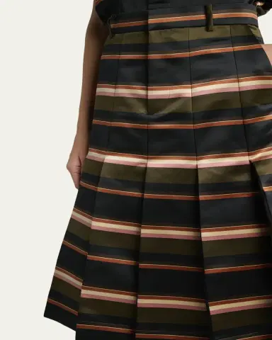 sacai Horizontal Striped Pleated Midi Skirt | Thumbnail 5 sacai Horizontal Striped Pleated Midi Skirt | Thumbnail 5