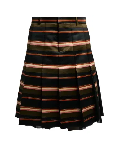 sacai Horizontal Striped Pleated Midi Skirt | Thumbnail 1 sacai Horizontal Striped Pleated Midi Skirt | Thumbnail 1