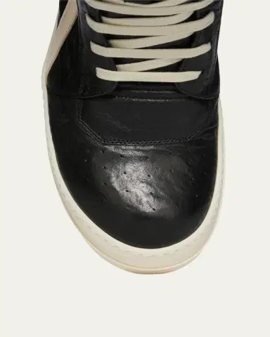 Rick Owens Men's Geobasket Tumbled Leather High-Top Sneakers | Thumbnail 4 Rick Owens Men's Geobasket Tumbled Leather High-Top Sneakers | Thumbnail 4