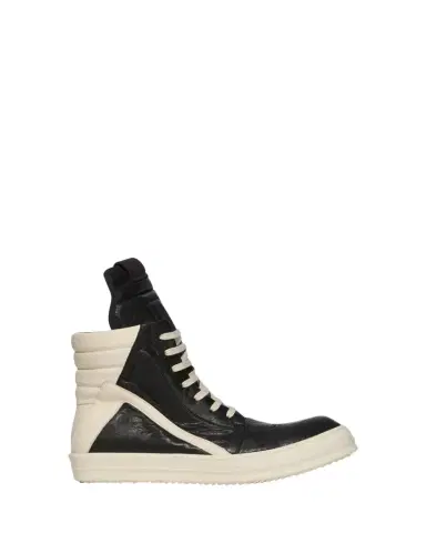 Rick Owens Men's Geobasket Tumbled Leather High-Top Sneakers | Thumbnail 1 Rick Owens Men's Geobasket Tumbled Leather High-Top Sneakers | Thumbnail 1