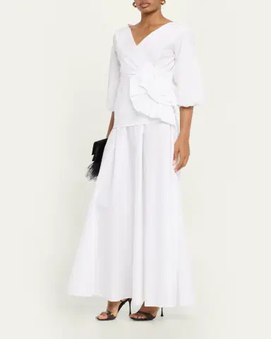 Chiara Boni La Petite Robe Flower-Embellished Stretch Cotton Maxi Dress | Thumbnail 2 Chiara Boni La Petite Robe Flower-Embellished Stretch Cotton Maxi Dress | Thumbnail 2