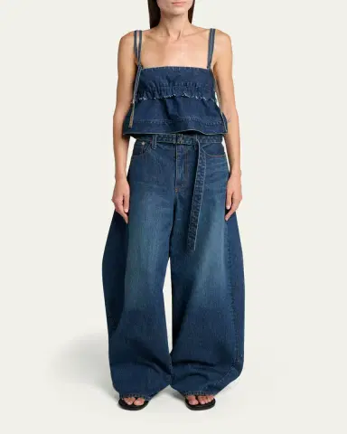 sacai Belted Denim Barrel-Leg Pants | Thumbnail 2