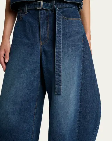 sacai Belted Denim Barrel-Leg Pants | Thumbnail 5