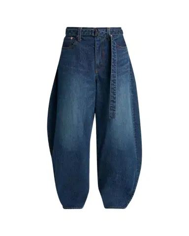 sacai Belted Denim Barrel-Leg Pants | Thumbnail 1