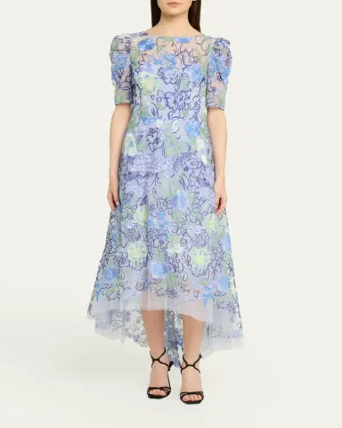Rickie Freeman for Teri Jon High-Low Embroidered Tulle Maxi Dress | Thumbnail 2 Rickie Freeman for Teri Jon High-Low Embroidered Tulle Maxi Dress | Thumbnail 2