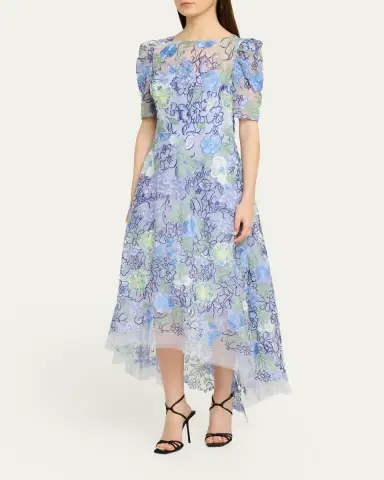 Rickie Freeman for Teri Jon High-Low Embroidered Tulle Maxi Dress | Thumbnail 4 Rickie Freeman for Teri Jon High-Low Embroidered Tulle Maxi Dress | Thumbnail 4