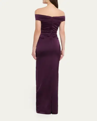 Rickie Freeman for Teri Jon Off-Shoulder Satin Column Gown | Thumbnail 3 Rickie Freeman for Teri Jon Off-Shoulder Satin Column Gown | Thumbnail 3