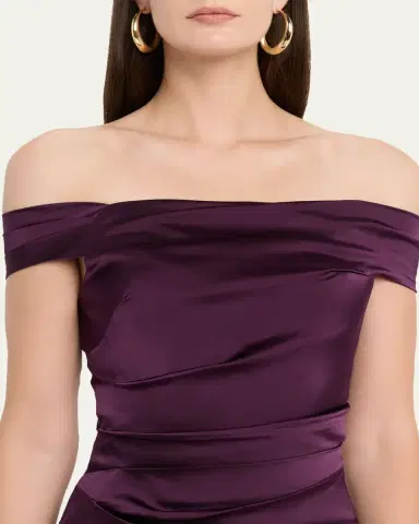 Rickie Freeman for Teri Jon Off-Shoulder Satin Column Gown | Thumbnail 5 Rickie Freeman for Teri Jon Off-Shoulder Satin Column Gown | Thumbnail 5