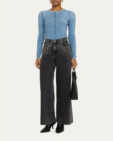 rag & bone Featherweight Sofie Embellished Wide Jeans | Thumbnail 2