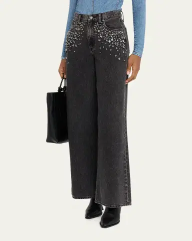 rag & bone Featherweight Sofie Embellished Wide Jeans | Thumbnail 4