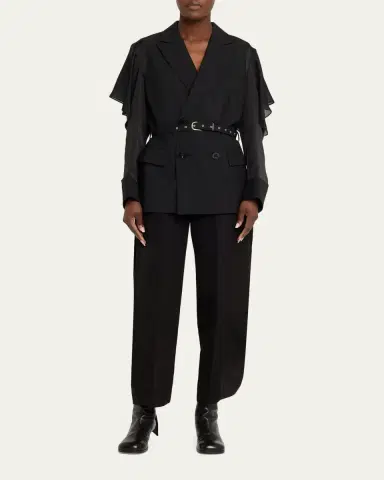 SACAI Chalk Striped Belted Double-Breasted Jacket | Thumbnail 2