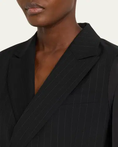 SACAI Chalk Striped Belted Double-Breasted Jacket | Thumbnail 5
