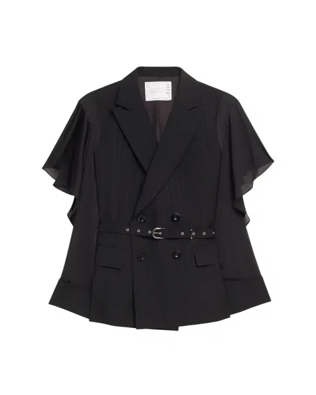 Chalk Striped Belted Double-Breasted Jacket
