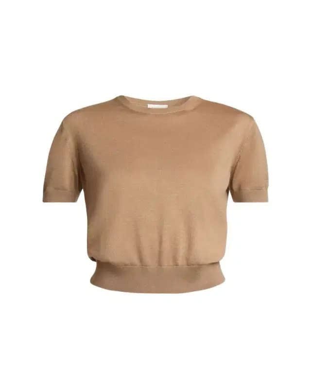 Saint Laurent Wool-Cashmere Short-Sleeve Top