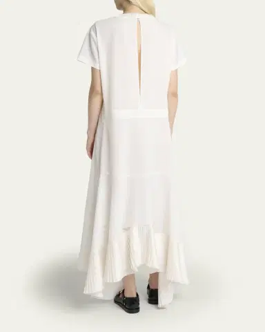 Sacai Short-Sleeve Pleated Handkerchief Midi Dress | Thumbnail 3 Sacai Short-Sleeve Pleated Handkerchief Midi Dress | Thumbnail 3