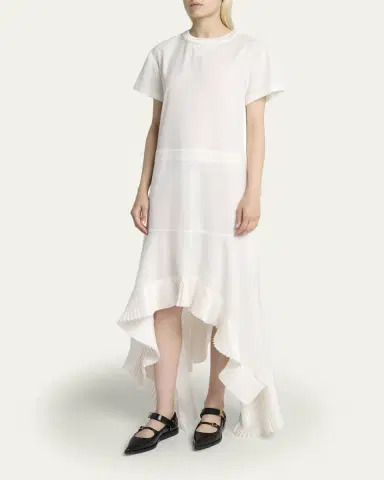 Sacai Short-Sleeve Pleated Handkerchief Midi Dress | Thumbnail 4 Sacai Short-Sleeve Pleated Handkerchief Midi Dress | Thumbnail 4