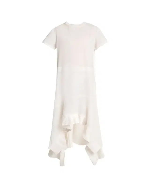 Short-Sleeve Pleated Handkerchief Midi Dress