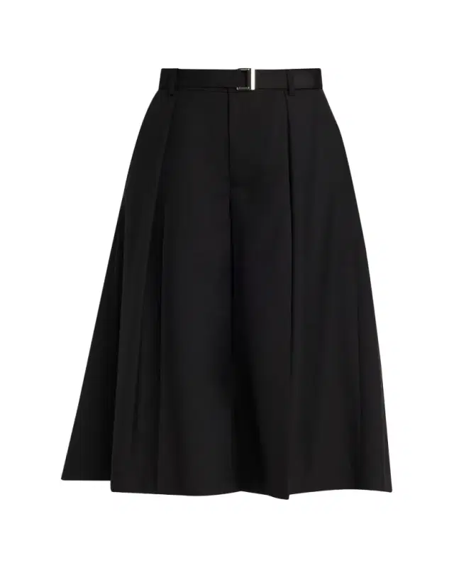 sacai Pleated Wide-Leg Culotte Suiting Pants