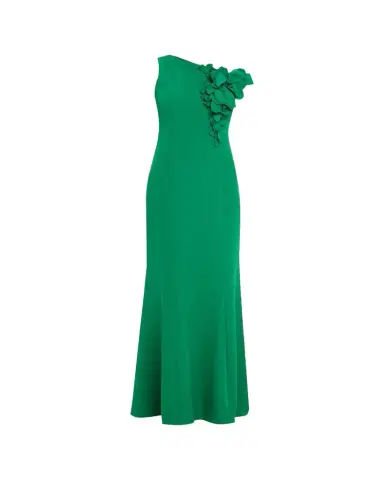 Rickie Freeman for Teri Jon One-Shoulder Floral Applique Stretch Crepe Gown | Thumbnail 1