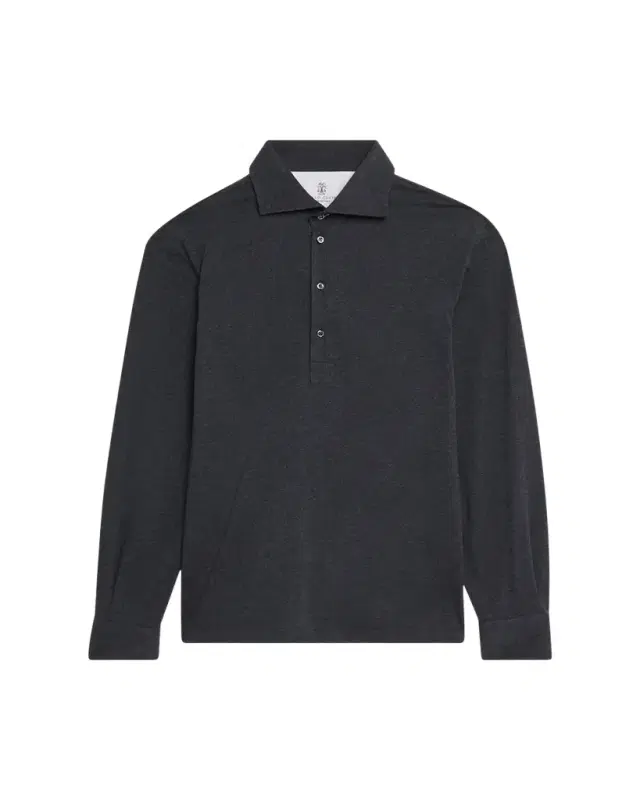 Brunello Cucinelli Men's Cotton Long-Sleeve Polo Shirt