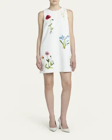 Stella McCartney Floral Embroidered Sleeveless Mini Shift Dress | Thumbnail 2