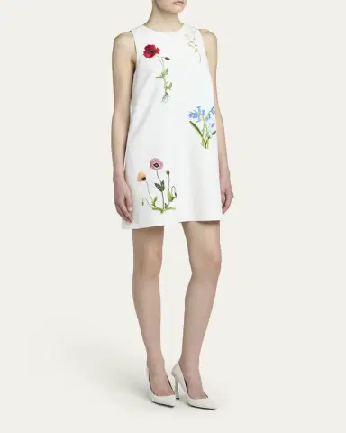 Stella McCartney Floral Embroidered Sleeveless Mini Shift Dress | Thumbnail 4