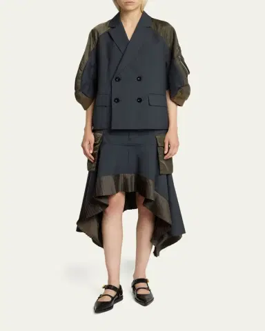 Sacai Mixed-Media Handkerchief Midi Cargo Skirt | Thumbnail 2 Sacai Mixed-Media Handkerchief Midi Cargo Skirt | Thumbnail 2