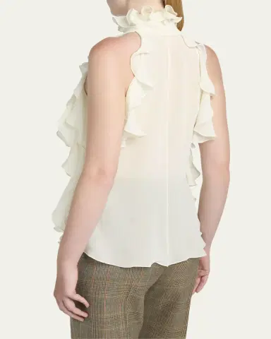 Alexander McQueen Cutout Ruffle Silk Georgette Top | Thumbnail 3 Alexander McQueen Cutout Ruffle Silk Georgette Top | Thumbnail 3