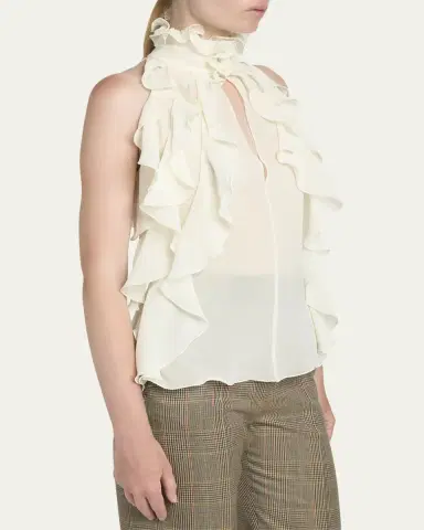 Alexander McQueen Cutout Ruffle Silk Georgette Top | Thumbnail 4 Alexander McQueen Cutout Ruffle Silk Georgette Top | Thumbnail 4