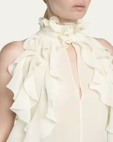 Alexander McQueen Cutout Ruffle Silk Georgette Top | Thumbnail 5 Alexander McQueen Cutout Ruffle Silk Georgette Top | Thumbnail 5