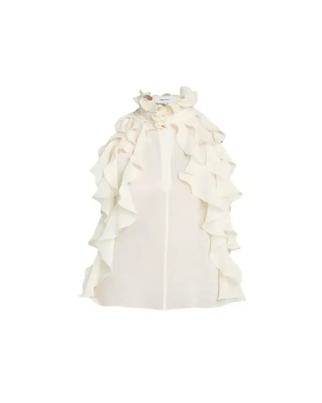 Cutout Ruffle Silk Georgette Top