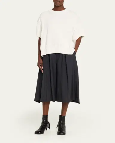 SACAI Pleated Wide-Leg Culotte Suiting Pants | Thumbnail 2 SACAI Pleated Wide-Leg Culotte Suiting Pants | Thumbnail 2