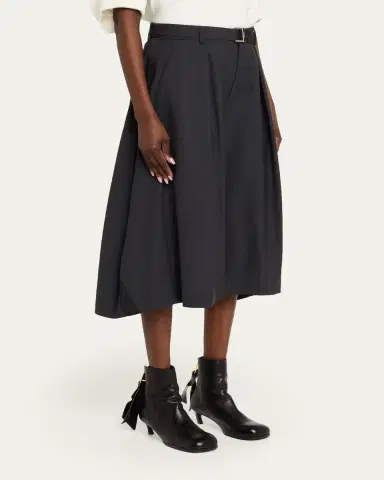 SACAI Pleated Wide-Leg Culotte Suiting Pants | Thumbnail 4 SACAI Pleated Wide-Leg Culotte Suiting Pants | Thumbnail 4