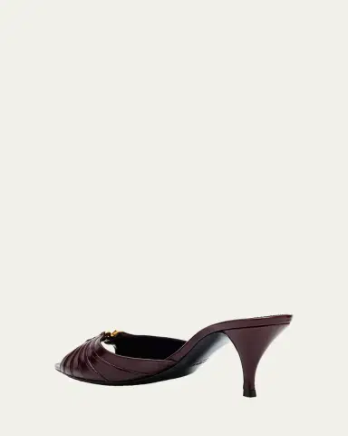 Saint Laurent 60mm Babylone YSL Ruched Leather Mule Sandals | Thumbnail 2