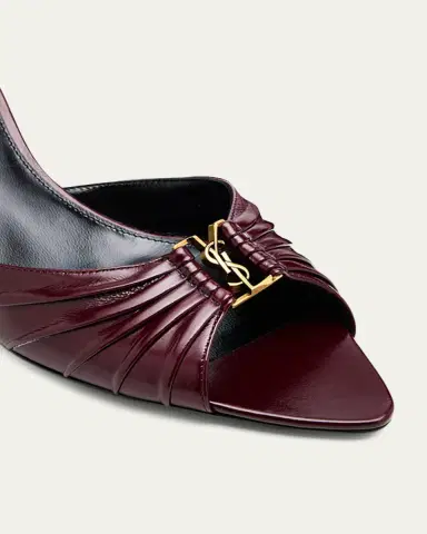 Saint Laurent 60mm Babylone YSL Ruched Leather Mule Sandals | Thumbnail 3