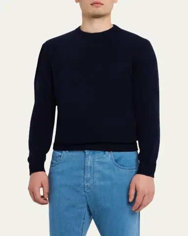Fioroni Men's Ribbed-Knit Cotton Crewneck Sweater | Thumbnail 4 Fioroni Men's Ribbed-Knit Cotton Crewneck Sweater | Thumbnail 4