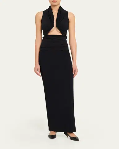 Rick Owens Sleeveless Ruched Jersey Cutout Tank Top | Thumbnail 2 Rick Owens Sleeveless Ruched Jersey Cutout Tank Top | Thumbnail 2