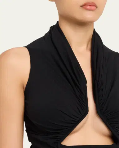 Rick Owens Sleeveless Ruched Jersey Cutout Tank Top | Thumbnail 5 Rick Owens Sleeveless Ruched Jersey Cutout Tank Top | Thumbnail 5