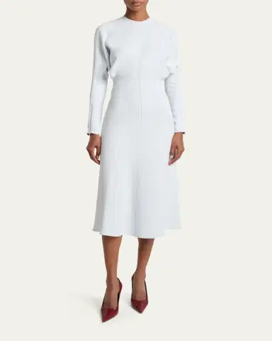 Victoria Beckham Dolman Long-Sleeve Cady Midi Dress | Thumbnail 2