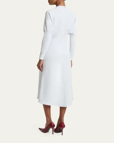 Victoria Beckham Dolman Long-Sleeve Cady Midi Dress | Thumbnail 3
