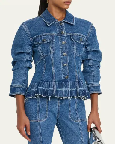 Cinq à Sept Gina Cinched Denim Jacket | Thumbnail 4 Cinq à Sept Gina Cinched Denim Jacket | Thumbnail 4