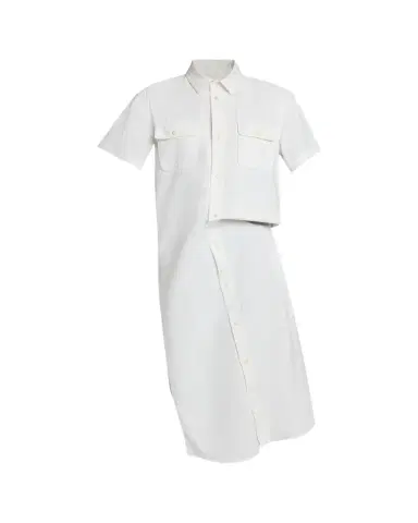 Sacai Asymmetric Short-Sleeve Denim Midi Shirtdress | Thumbnail 1