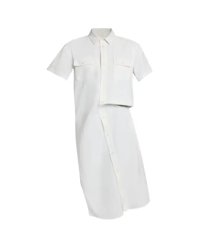 Asymmetric Short-Sleeve Denim Midi Shirtdress