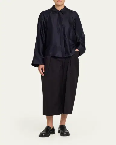 Loewe Satin Button-Down Cape Shirt | Thumbnail 2