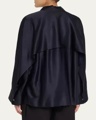 Loewe Satin Button-Down Cape Shirt | Thumbnail 3