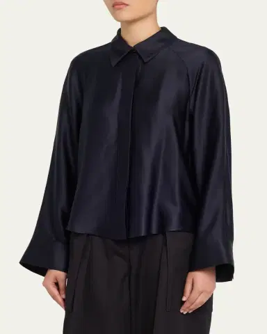 Loewe Satin Button-Down Cape Shirt | Thumbnail 4