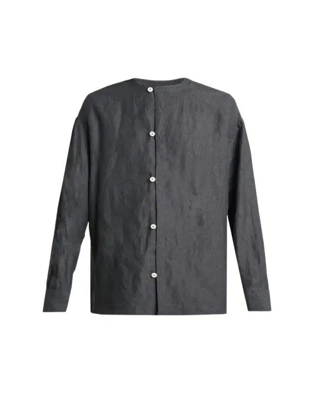 Men's Linen Hairline Stripe Relaxed Button-Down Shirt