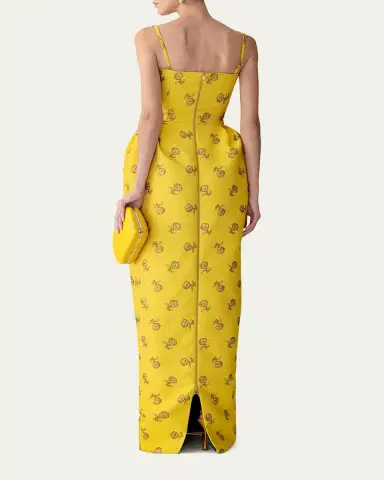 Carolina Herrera Metallic Floral Jacquard Sleeveless Bell Gown | Thumbnail 3 Carolina Herrera Metallic Floral Jacquard Sleeveless Bell Gown | Thumbnail 3