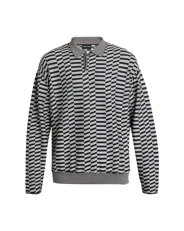 Giorgio Armani Men's Geometric Knit Polo Sweater