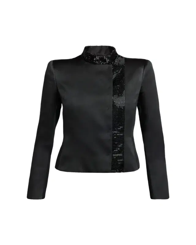 Embroidered Silk Single-Breasted Jacket